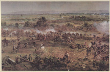 color illustration of the Battle of Gettysburg